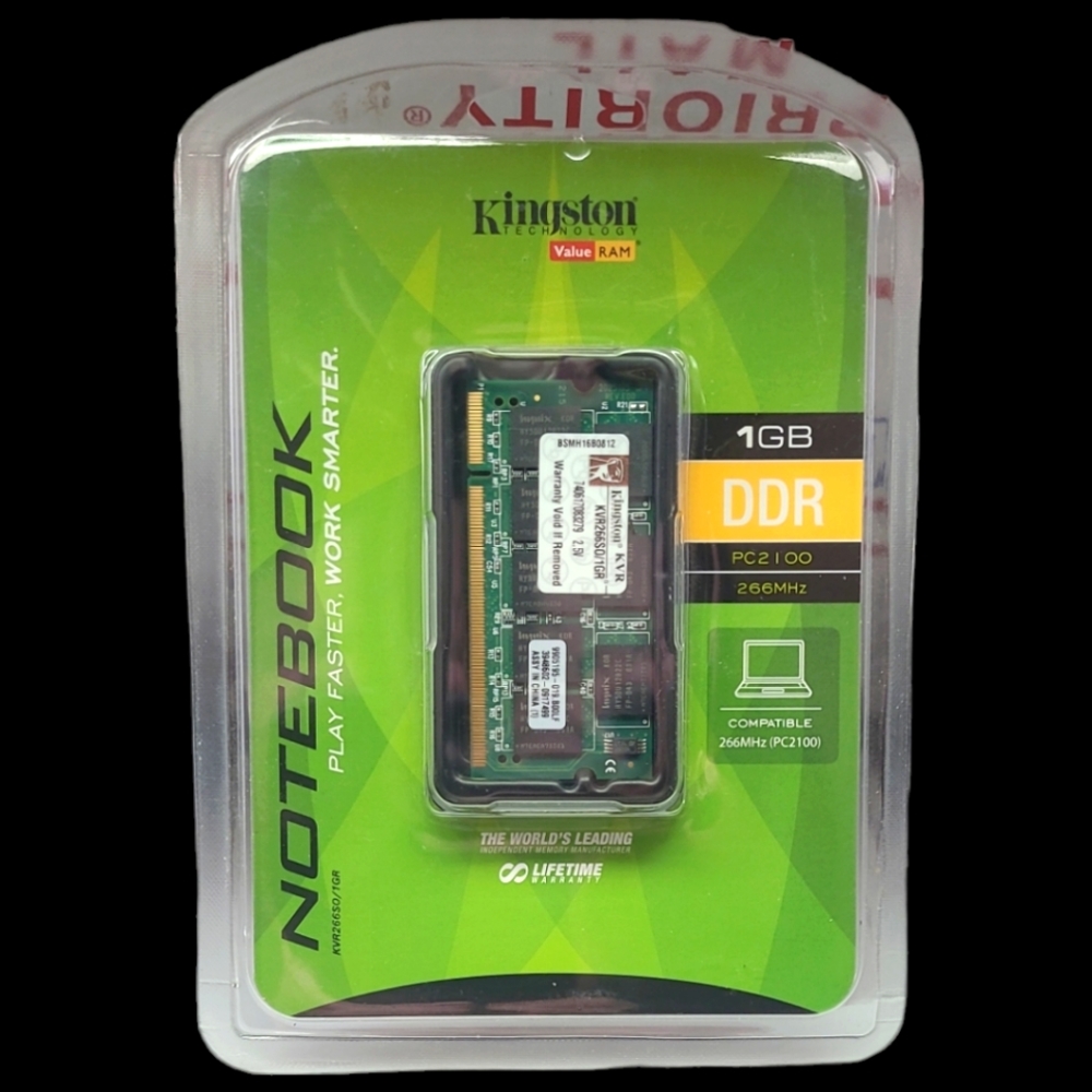 NEW IN PACKAGE KINGSTON NOTEBOOK MEMORY  DDR/PC2 100 266MHZ
